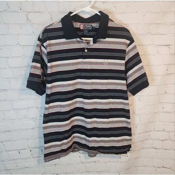 Mens Chaps/Ralph Lauren Striped Polo Shirt, Size Large - Picture 1 of 3